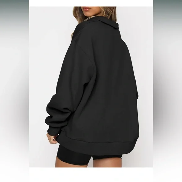 🆕 Oversized Sweatshirts Hoodies Half Quarter Zip Pullover - Picture 2 of 3
